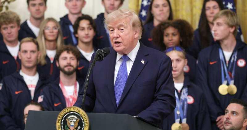 Trump says 'bad judge' declared sports 'unconstitutional' during White House Olympians event