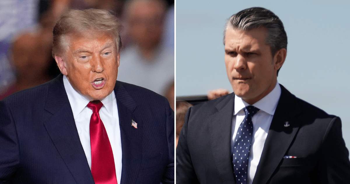 Donald Trump confronted Defense Secretary Pete Hegseth during a Camp David cabinet meeting (Getty Images)