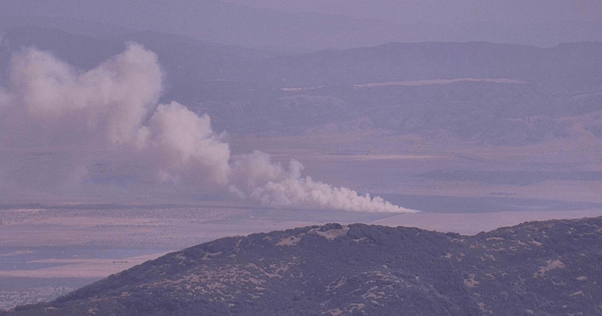 The Dora Fire rapidly spread across Los Angeles County on Thursday, prompting an evacuation warning near Neenach — (CAL FIRE)