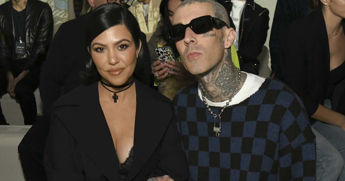 Travis Barker and Kourtney Kardashian revealed in the new documentary that they suffered a miscarriage before welcoming their son, Rocky Thirteen, in 2023 (Getty Images)