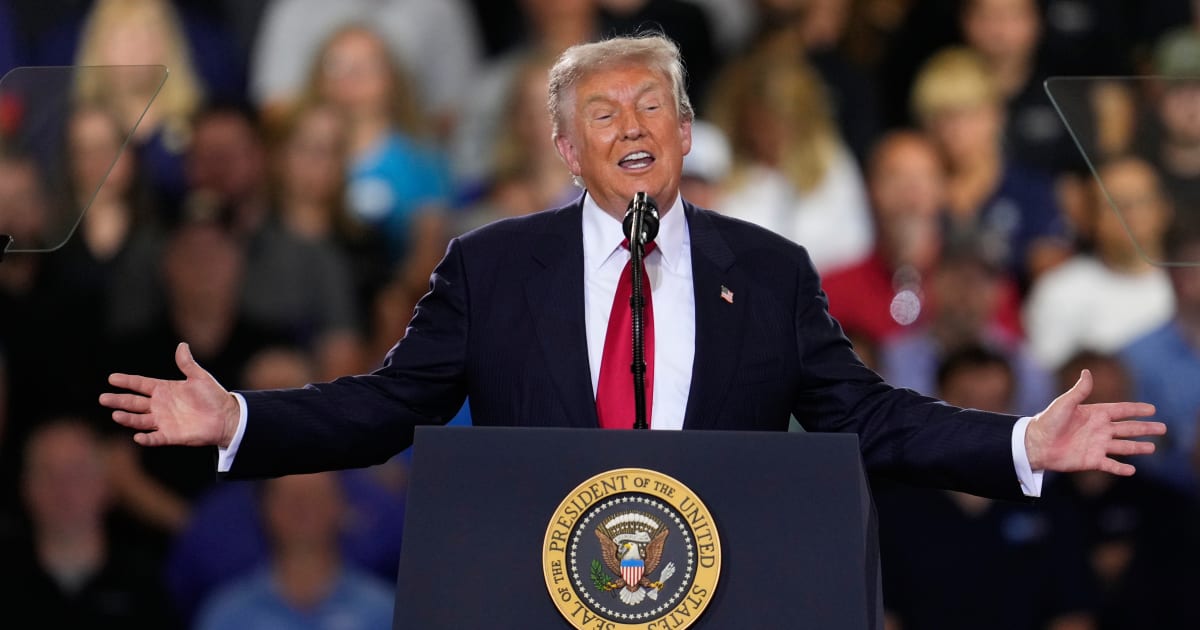 President Donald Trump speaks at an event at the General Motors Proving Ground Monday, July 27, 2026, in Milford, Mich (AP Photo/Paul Sancya)