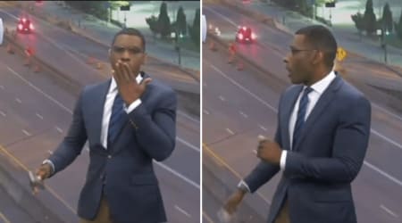Routine traffic report derails as anchor spots crash unfolding live on air
