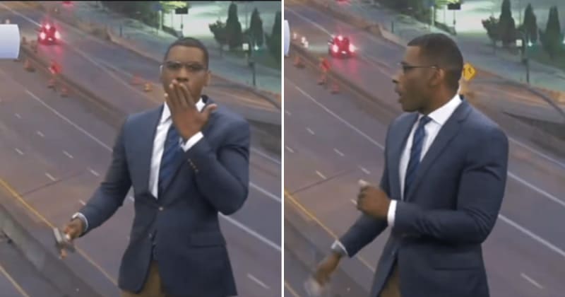 Routine traffic report derails as anchor spots crash unfolding live on air