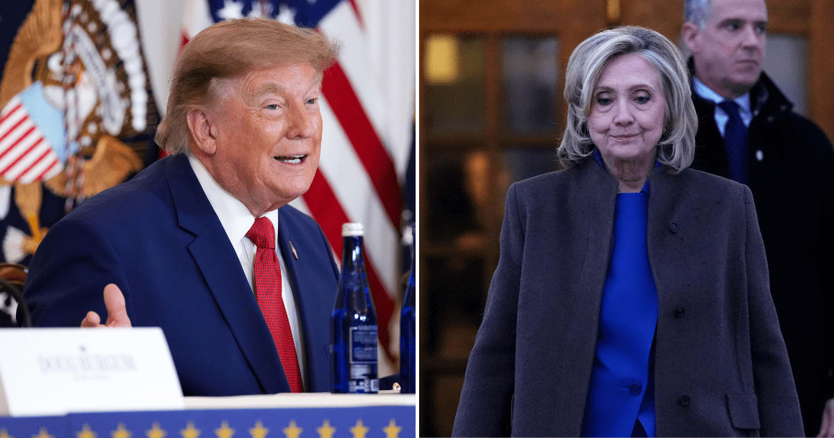 President Donald Trump recalled Hillary Clinton's remark that West Virginia coal miners could be retrained, reviving the issue as a political jab nearly a decade later (Eric Lee/Getty Images, David Dee Delgado/Getty Images)