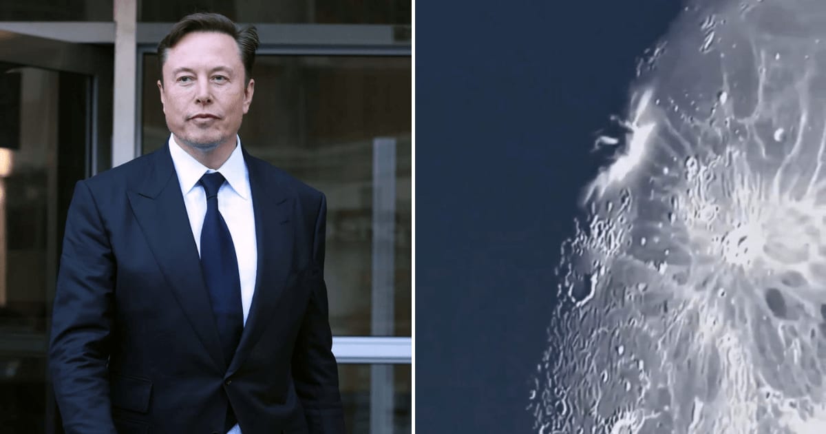 A viral video claims to show Elon Musk's Space X Falcon 9 rocket crashing into the moon (Getty Images, @elonmusk/X)