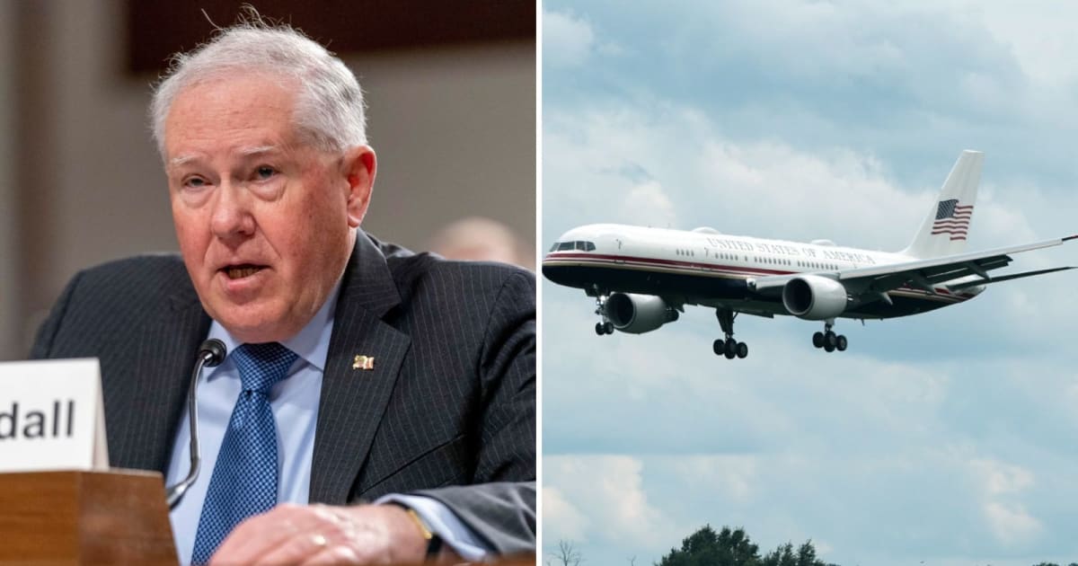Former Air Force Secretary Frank Kendall, who served under former President Joe Biden, reportedly questioned how quickly the aircraft could receive standard security upgrades and expressed surprise that it had been used internationally (AP Photo)