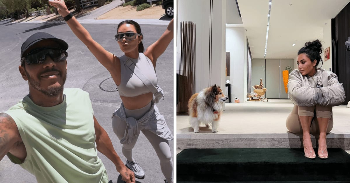 Lewis Hamilton took to Instagram to post a carousel featuring moments from his recent hangouts with Kim Kardashian (Screengrab/@lewishamilton/Instagram)
