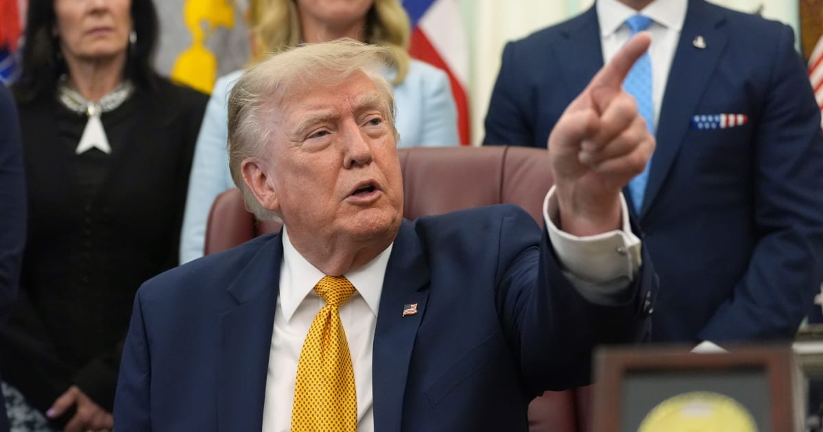 President Donald Trump speaks during a meeting  in the Oval Office of the White House, Monday, August 3, 2026, in Washington (AP Photo/Alex Brandon)