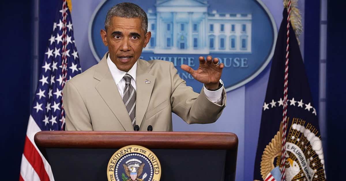 Former President Barack Obama makes a statement at the James Brady Press Briefing Room of the White House August 28, 2014, in Washington, DC (Getty Images)