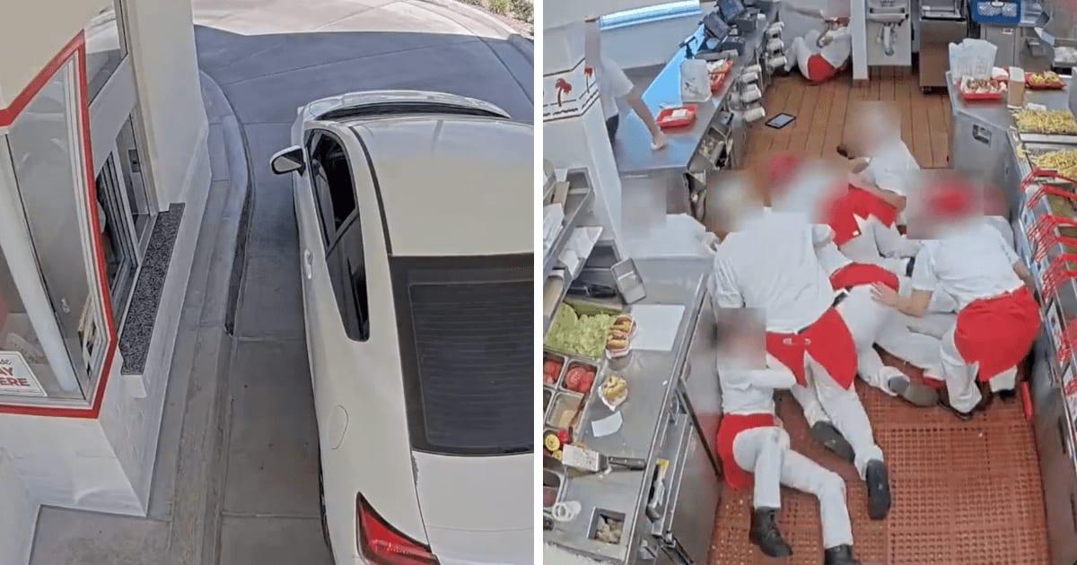 The video captured terrified employees scrambling for cover and helping one another as 24-year-old Chad Williams allegedly opened fire (@RapidReport2025/X)