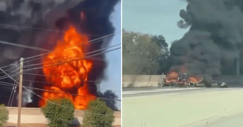 Video shows California highway blast as 8,600-gallon fuel tanker erupts in flames