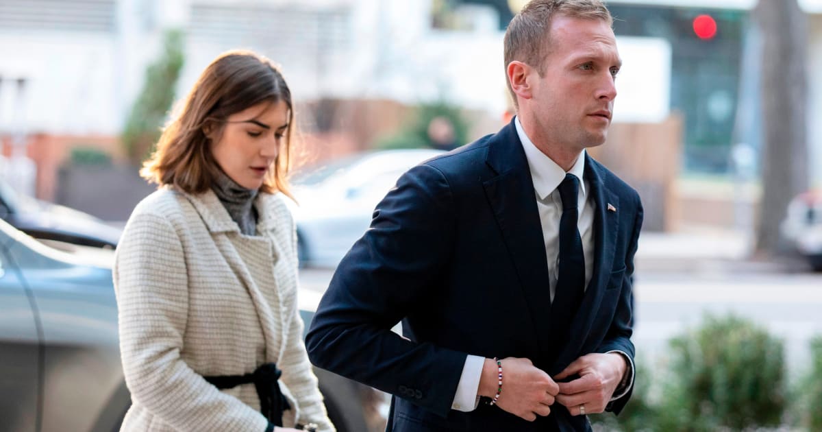 Max Miller, R-Ohio, arrives for new member orientation check-in and program registration with Emily Moreno in Washington, November 13, 2022 (AP Photo/Amanda Andrade-Rhoades, File)