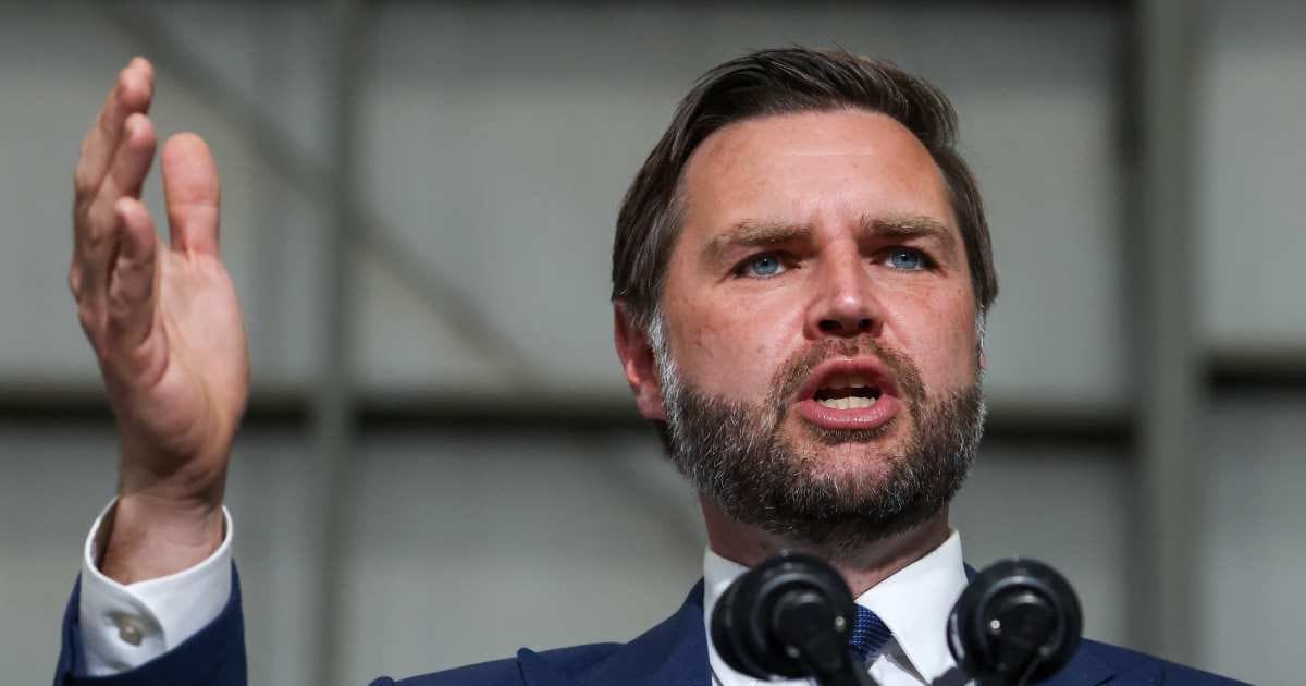 Vice President JD Vance speaks at the 128th Air Refueling Wing Hangar on July 8, 2026, in Milwaukee, Wisconsin (Scott Olson/Getty Images)