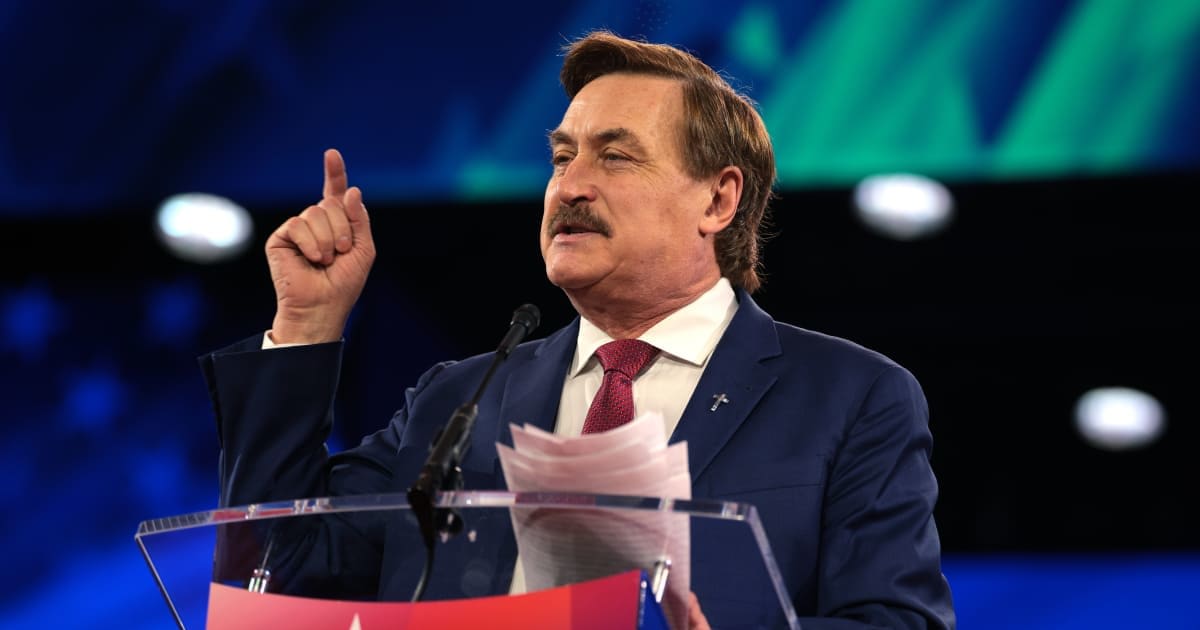 Mike Lindell was accused of bribing voters by giving away free MyPillow mini-pillows (Getty Images)
