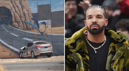 Fact Check: Did Drake crash into a tunnel painted on a wall by a coyote?
