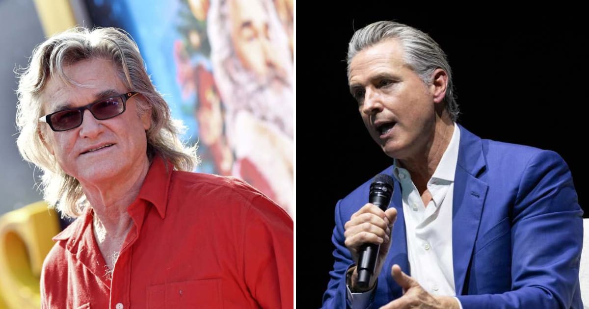 Russell and Newsom were portrayed as former high school classmates in a viral post (Getty Images)