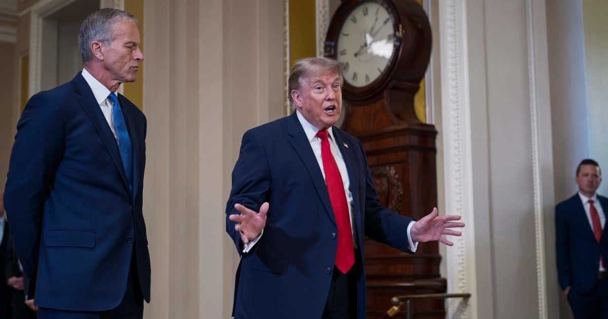 President Donald Trump was frustrated with Senate Majority Leader John Thune for failing to pass the SAVE Act and refusing to cancel the Senate's August recess (AP Photo/J Scott Applewhite)