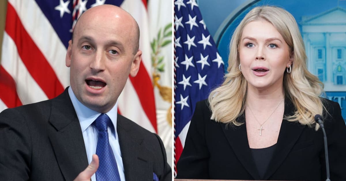 Stephen Miller heaped praise on Karoline Leavitt after the announcement of her departure as White House press secretary on Wednesday, August 12 (Getty Images)
