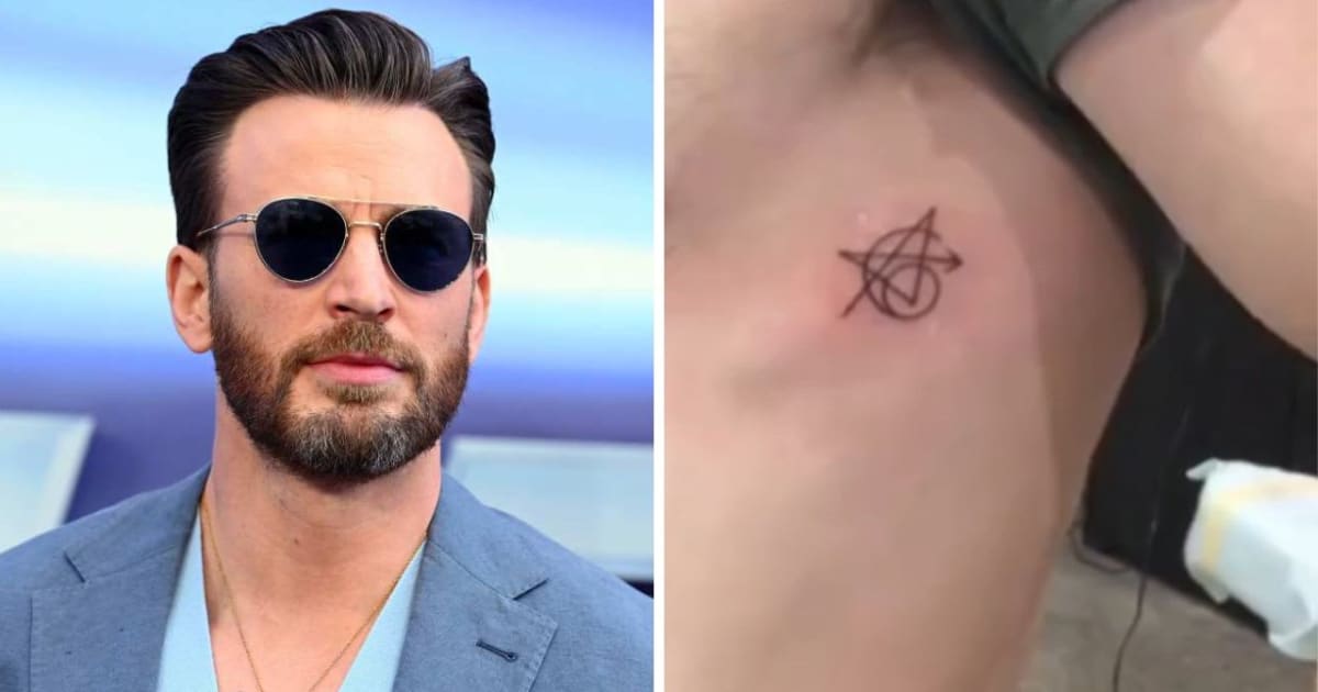 Celebrity tattoo artist Josh Lord recently posted an unseen photo and video of Chris Evans lifting his shirt to show the tattoo on the left side of his rib cage (Joe Maher/Getty Images, @complexpop/Instagram)