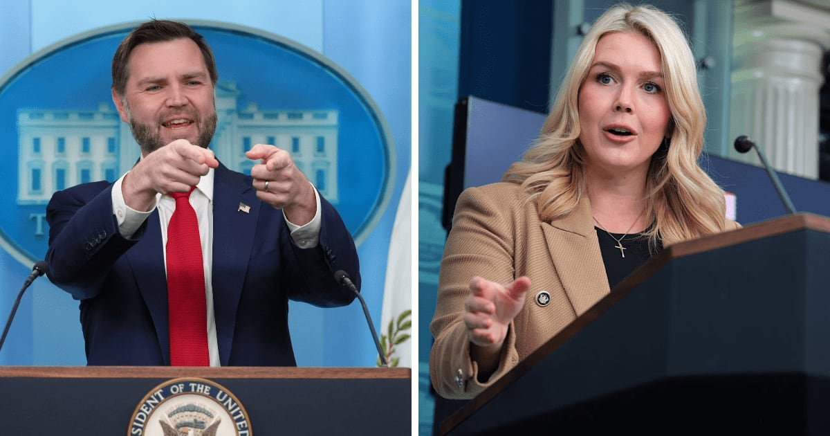 Vice President said Karolina Leavitt held one of the hardest jobs in the administration. (AP Photo/Getty Images)