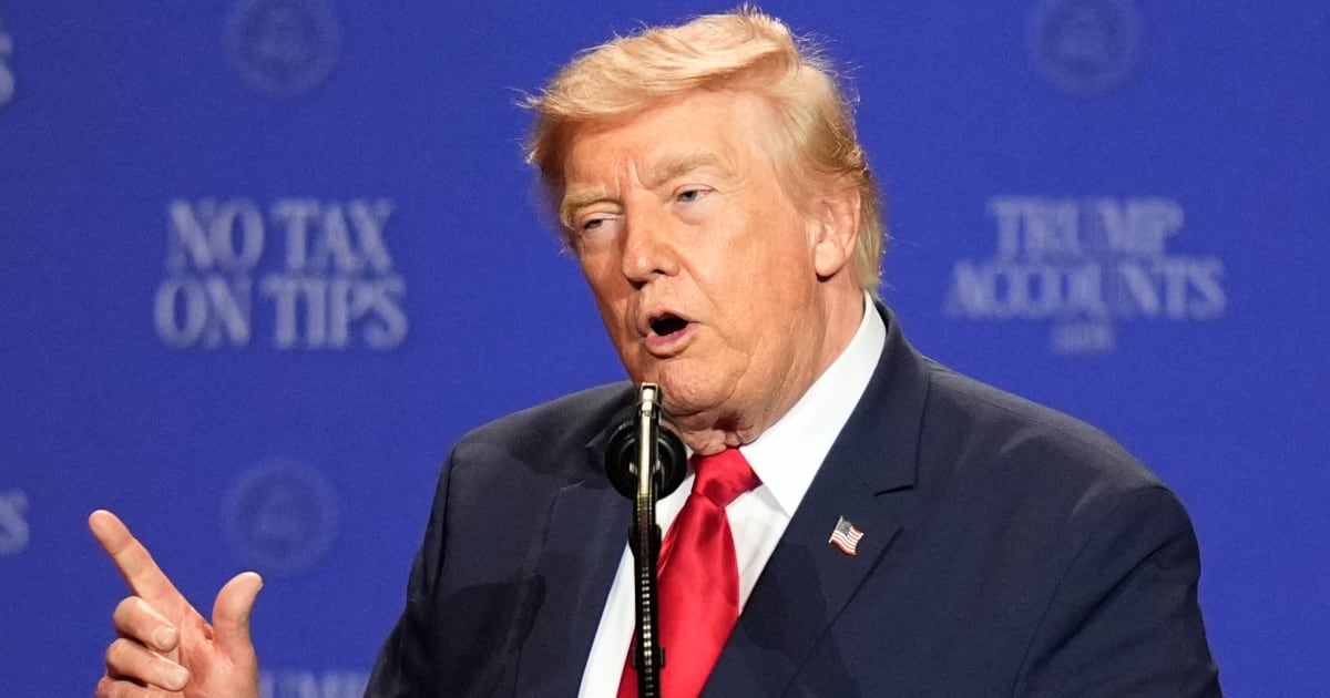 President Donald Trump speaks at an event at the Red Rock Casino Resort and Spa in Las Vegas, Wednesday, Aug. 5, 2026 (AP Photo/John Locher)