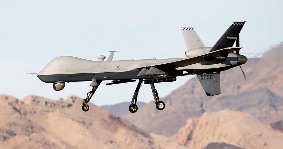 An MQ-9 Reaper remotely piloted aircraft (RPA) flies by during a training mission at Creech Air Force Base on November 17, 2015 in Indian Springs, Nevada. (Getty Images)