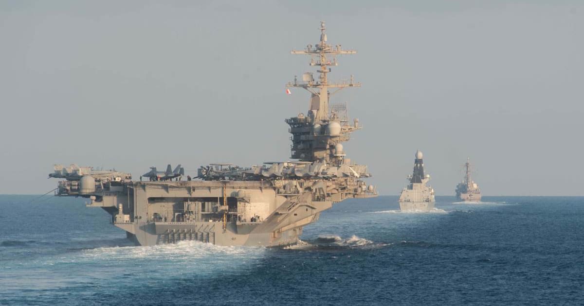 The USS George Washington reportedly has been sent to the Lincoln, which has been deployed in the Arabian Sea amid the ongoing war in Iran. (Getty Images)