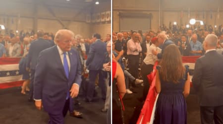 Trump visibly moved as he leaves Long Island stage to console kin of slain Bronx boy
