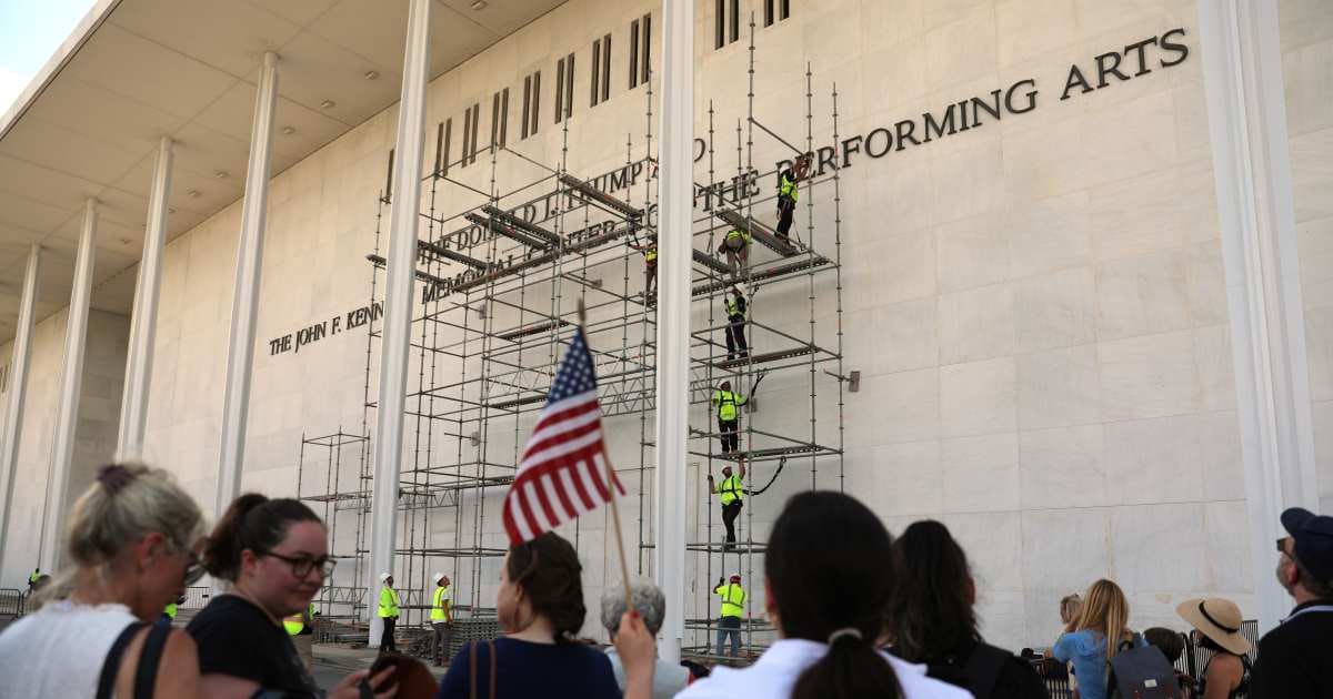 The Kennedy Center board voted in December 2025 to add President Donald Trump's name to the performing arts complex after reportedly ordering specially designed lettering (AP Photo/Rahmat Gul)