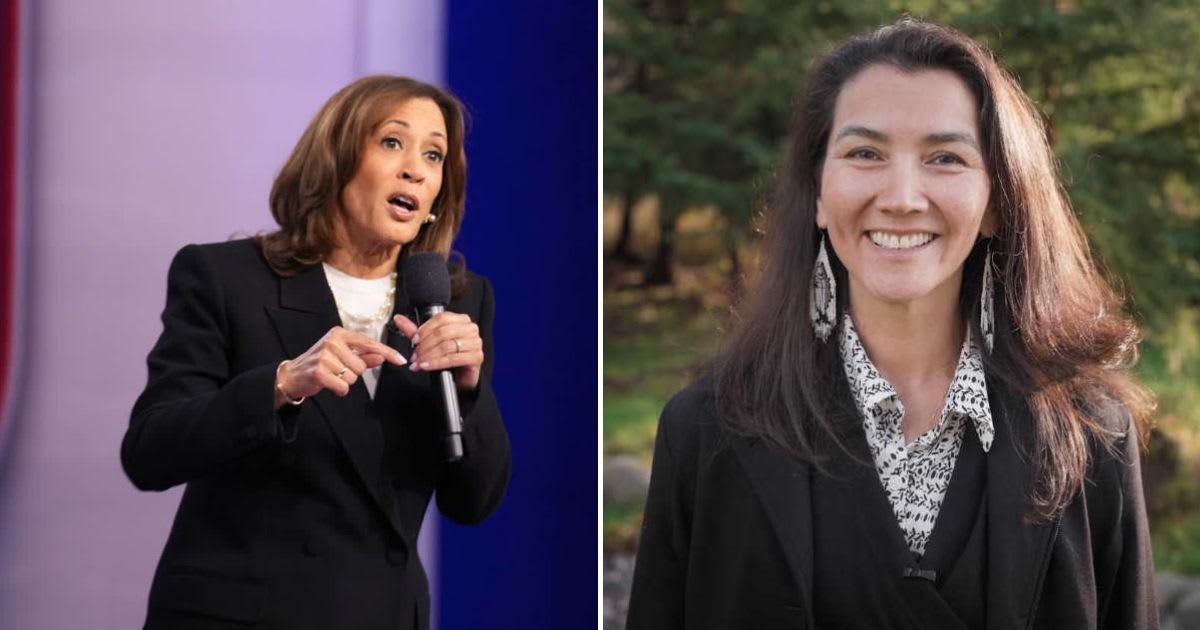 Alaska Senate candidate Mary Peltola rejected an unsolicited fundraising push from Kamala Harris this week (Getty Images, @Mary Peltola/Facebook)