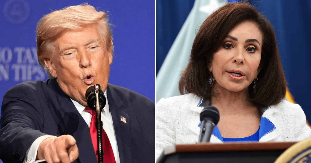 A viral X post claims President Donald Trump put US Attorney for DC Jeanine Pirro on notice over the Reflecting Pool vandalism case and said she 'got scared and gave up' (AP Photo, Getty Images)
