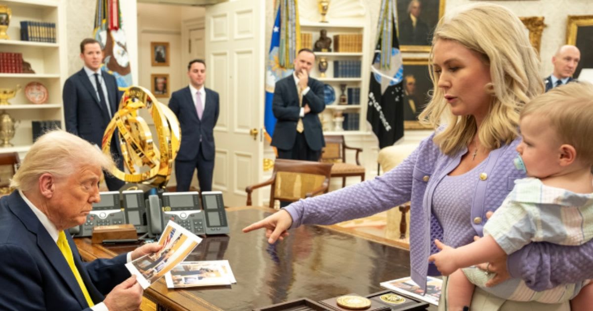 The Iranian Embassy in South Africa posted a photograph of Leavitt on X and celebrated her resignation, and tied her exit to the alleged Air Force One deception. (@karolineleavitt/Instagram)