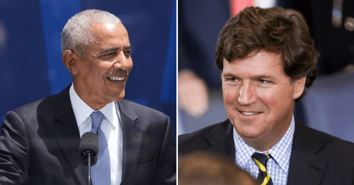 An X account claimed Barack Obama’s company paid Tucker Carlson $40 million to turn against Donald Trump over Iran and 'America First' (Getty Images)