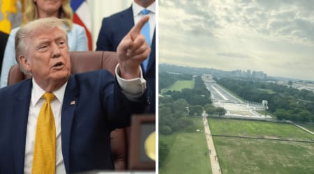 Trump blames vandals for damaged grass near Reflecting Pool amid DOJ clash