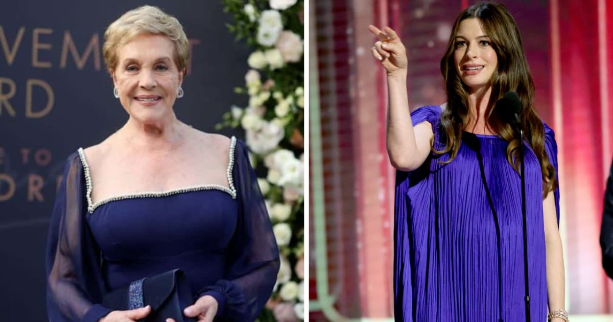 Anne Hathaway praised Julie Andrews’ warmth and humor, saying she will miss her 'sense of humor' and calling her an 'amazing love conductor' (Emma McIntyre/Getty Images for TNT, Kevin Mazur/Getty Images for Disney)