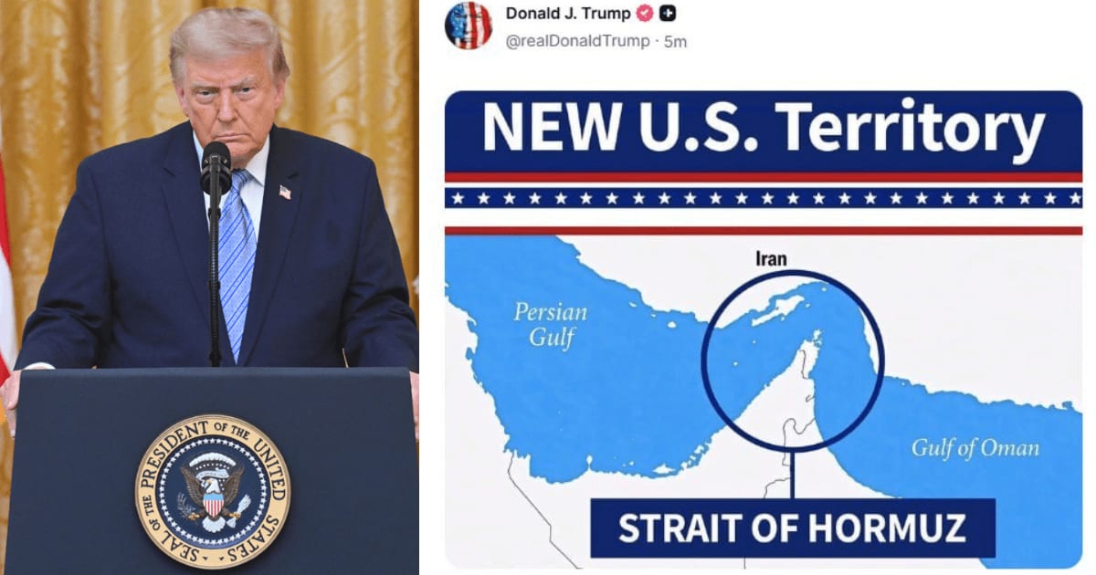 The Strait links the Persian Gulf with the Gulf of Oman and remains central to the escalating US-Iran confrontation. (AP Photos; TruthSocial/@realDonaldTrump)