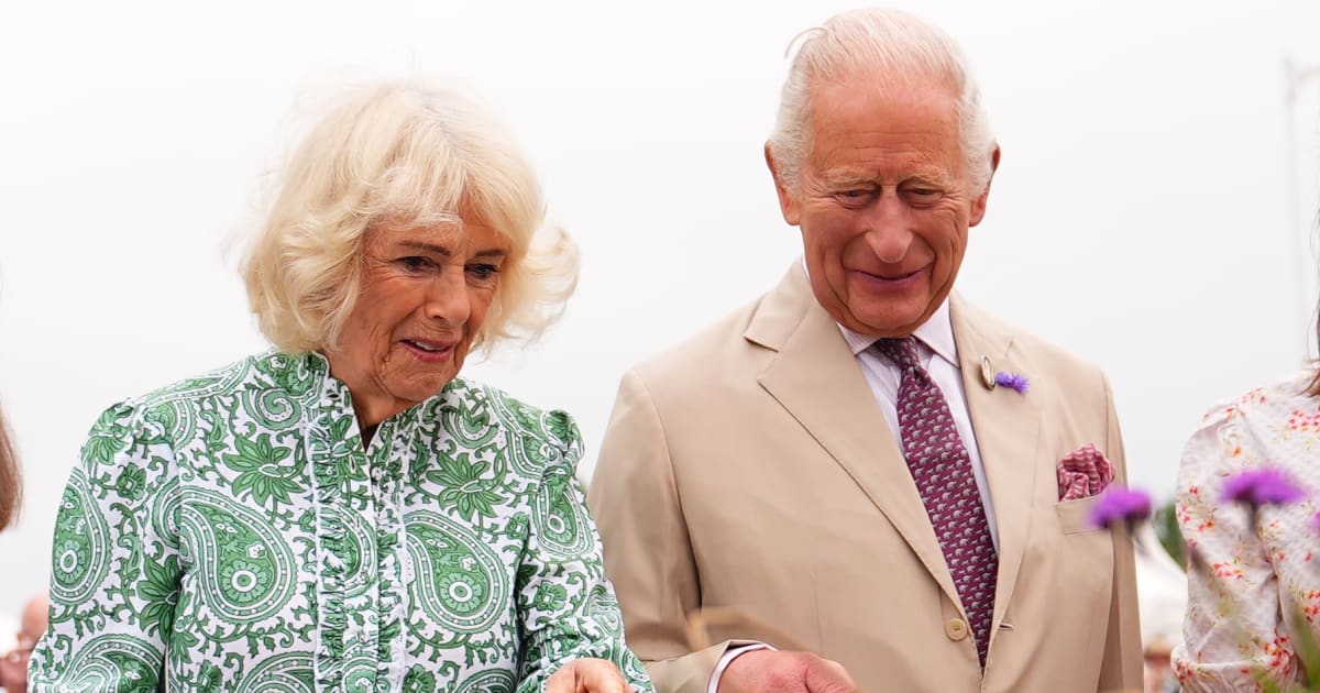 King Charles III and Queen Camilla view the Queen Bee garden, designed by Ingoldisthorpe Church of England Primary School (Getty Images)
