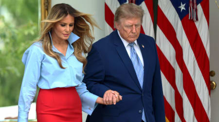 Melania Trump steals spotlight in bold Dior skirt and Michael Kors shirt at White House