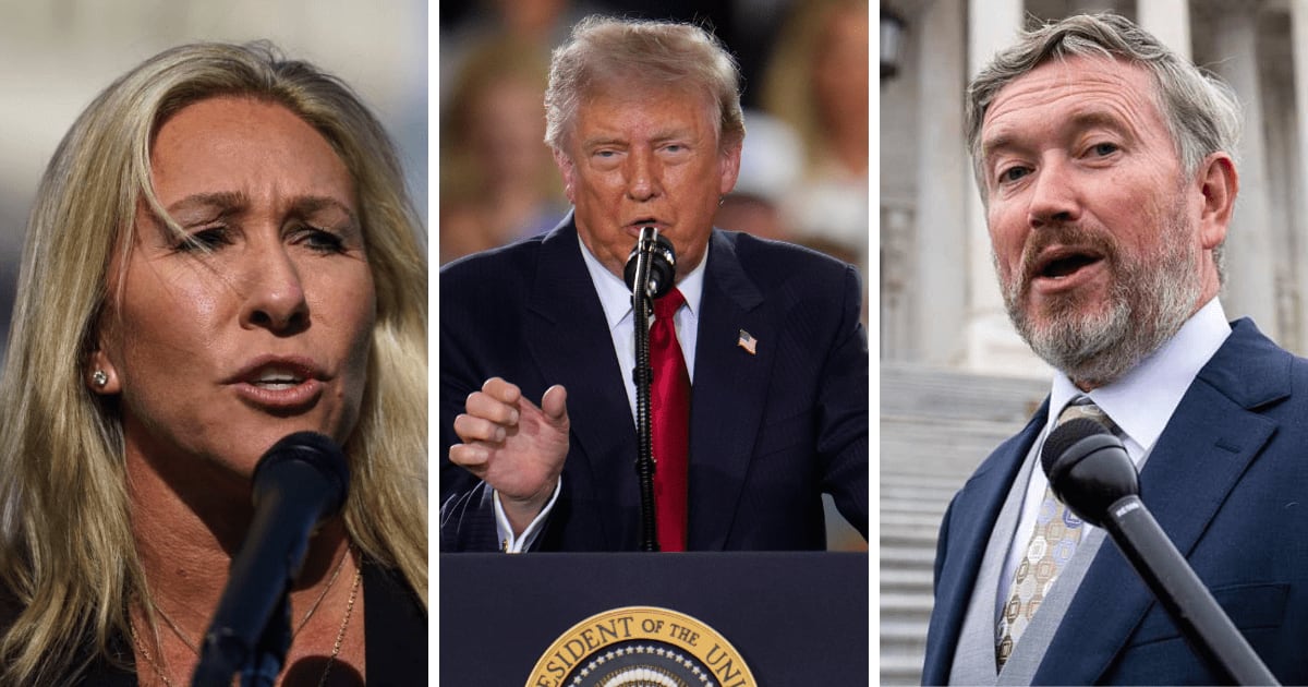 Marjorie Taylor Greene and Thomas Massie argued the move could undercut American cattle producers even as President Trump said it would give the US herd room to grow (Getty Images, AP Photo)