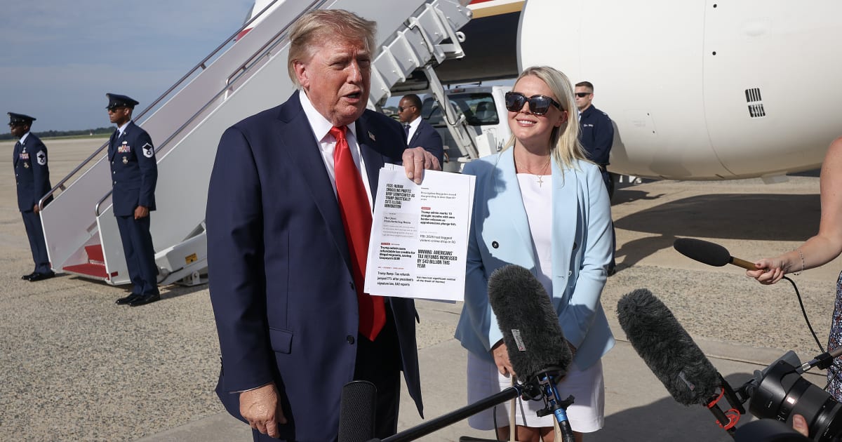 Several images from Trump’s recent Marine One trip appeared to show him without Natalie Harp accompanying him(Getty Images)