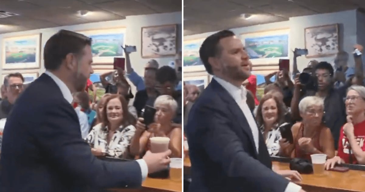 JD Vance greeted supporters, served cheese coneys and poured beers during his Cincinnati restaurant stop (@seanhannity/X)