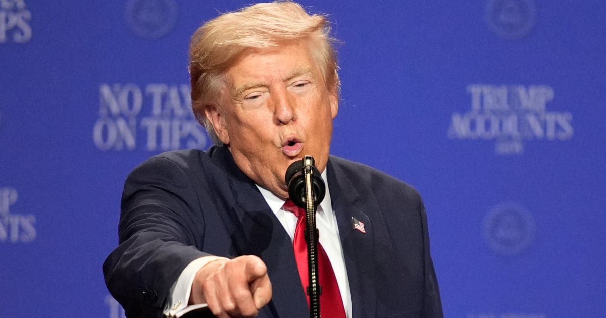 President Donald Trump speaks at an event at the Red Rock Casino Resort and Spa in Las Vegas, Wednesday, August 5, 2026 (AP Photo/John Locher)