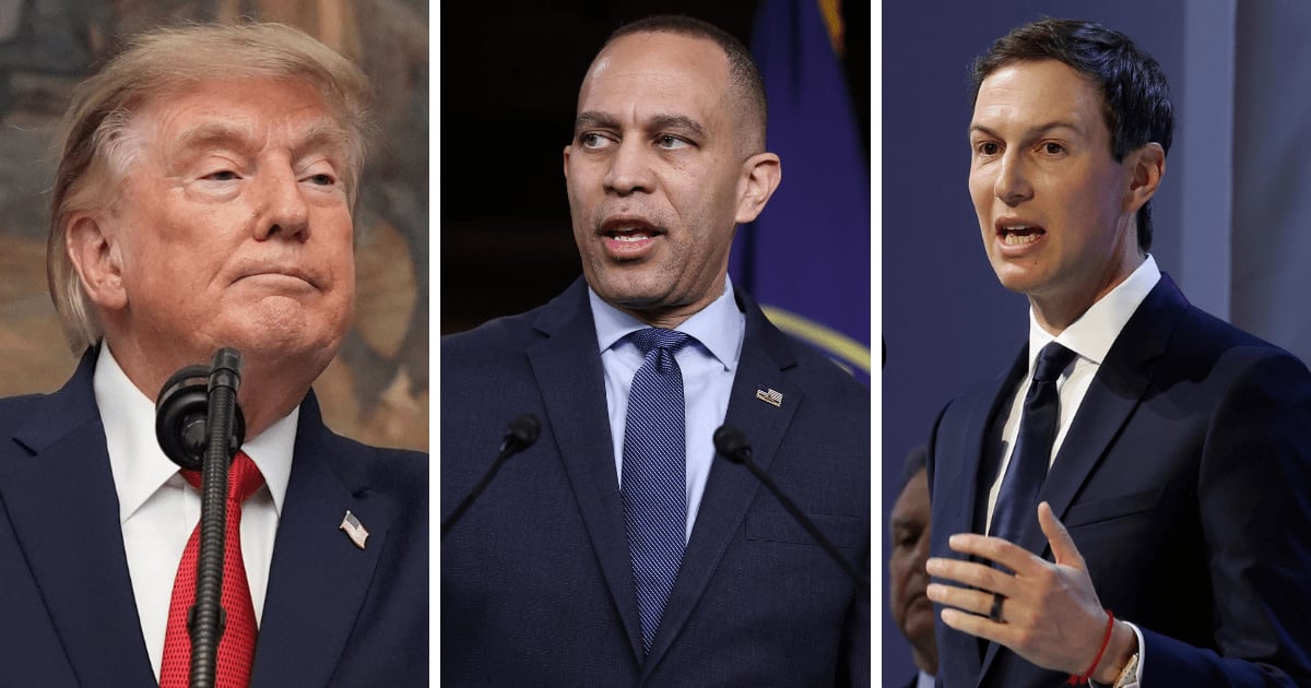 The New York Times reported that Hakeem Jeffries and Jared Kushner met privately in New York as President Donald Trump and Democrats traded attacks (AP Photo, Getty Images)