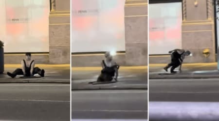 Eerie Manhattan video shows 3 figures in headlamps crawling out of manhole before dawn