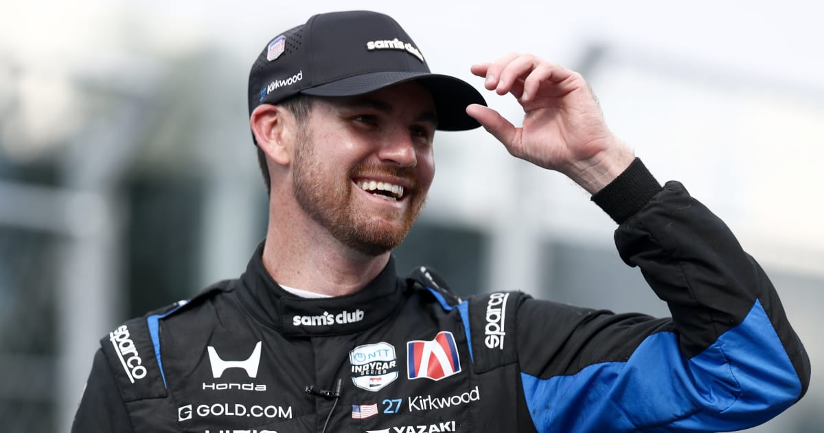 Kyle Kirkwood, driver of the 27 Sam's Club Andretti Global Honda celebrates his win of the NTT INDYCAR Series on August 23, 2026, in Washington, DC (Getty Images)