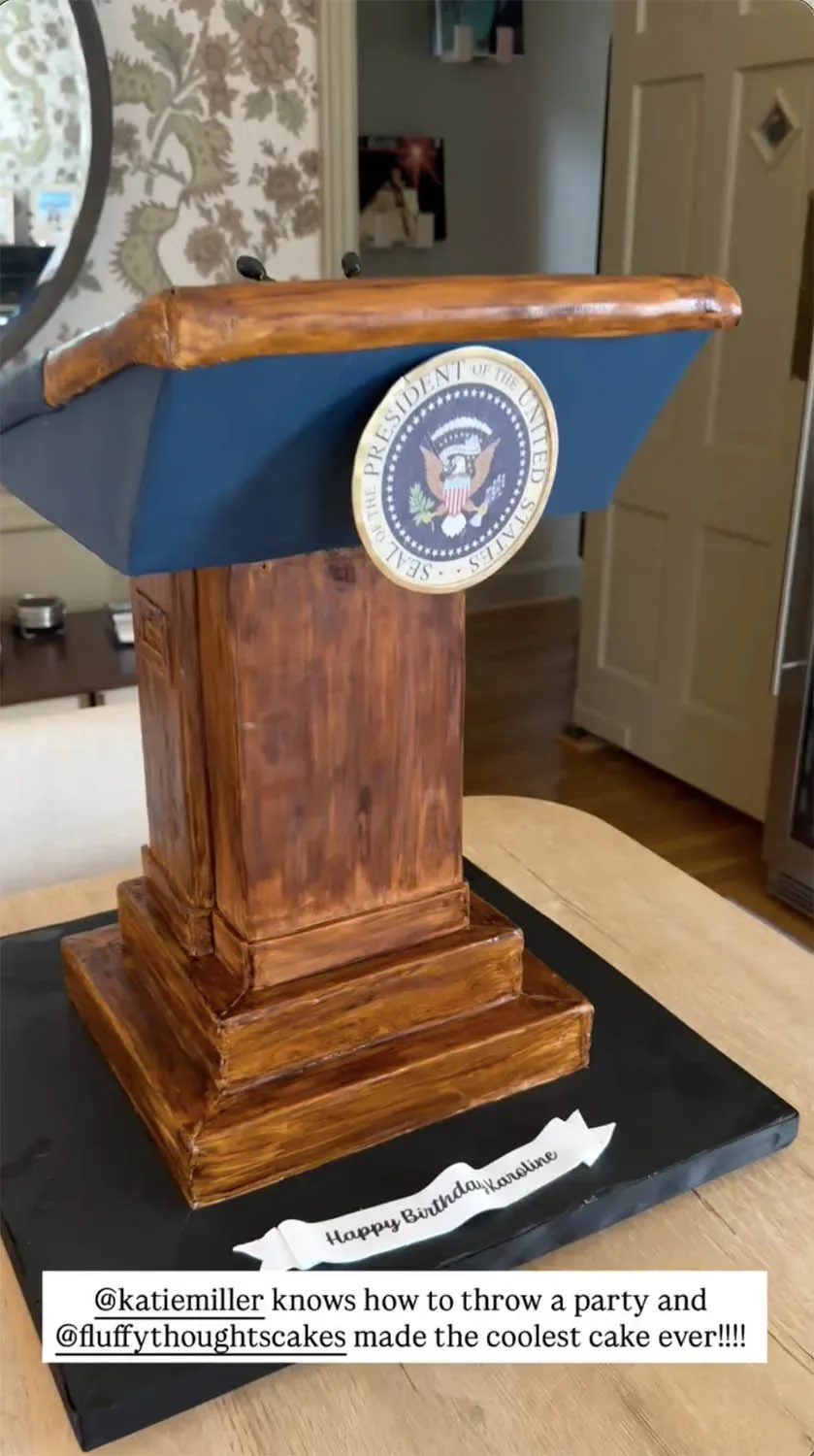 Lectern-shaped cake featured at Karoline Leavitt’s farewell celebration (Instagram /  Karoline Leavitt)