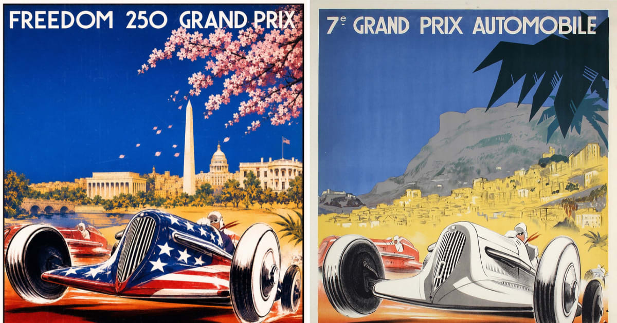 White House copied Freedom 250 Grand Prix posters from other racing events (@NotFifthGear/X)