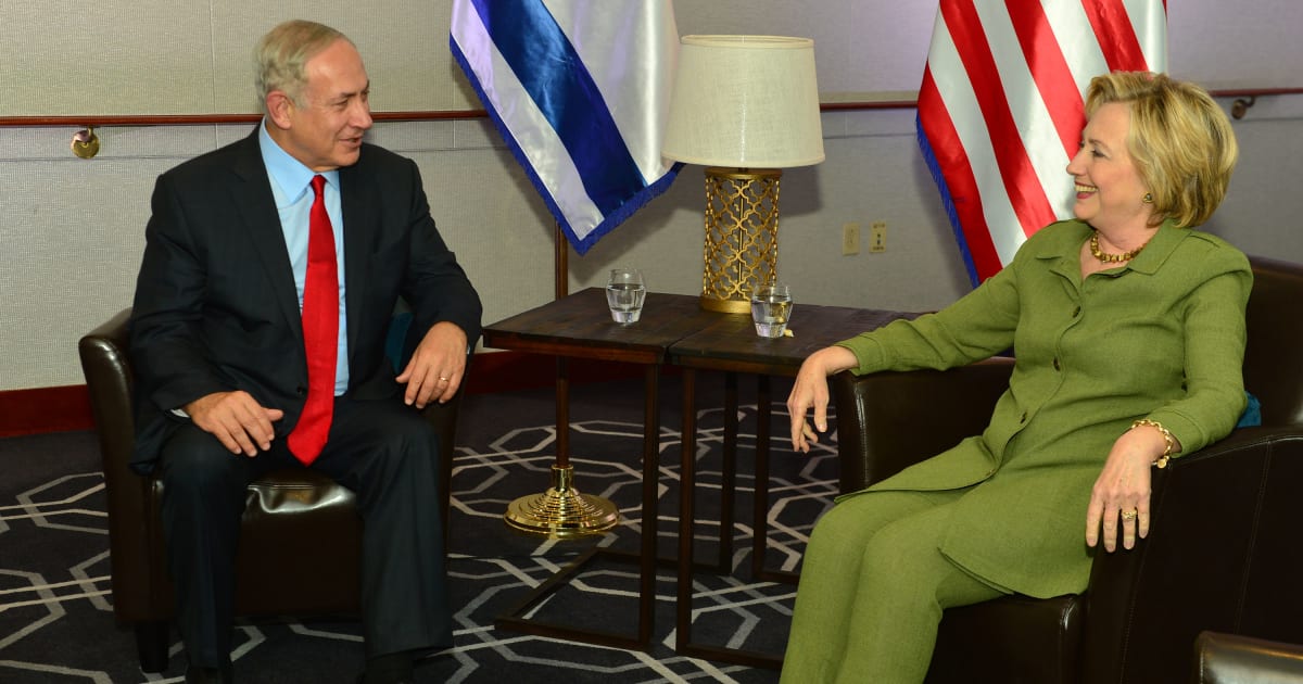 Hillary Clinton has drawn a distinction between supporting Israel and endorsing the policies of Prime Minister Benjamin Netanyahu’s government, saying Democrats should not view the issue as a simple choice between being for or against the country (Getty I
