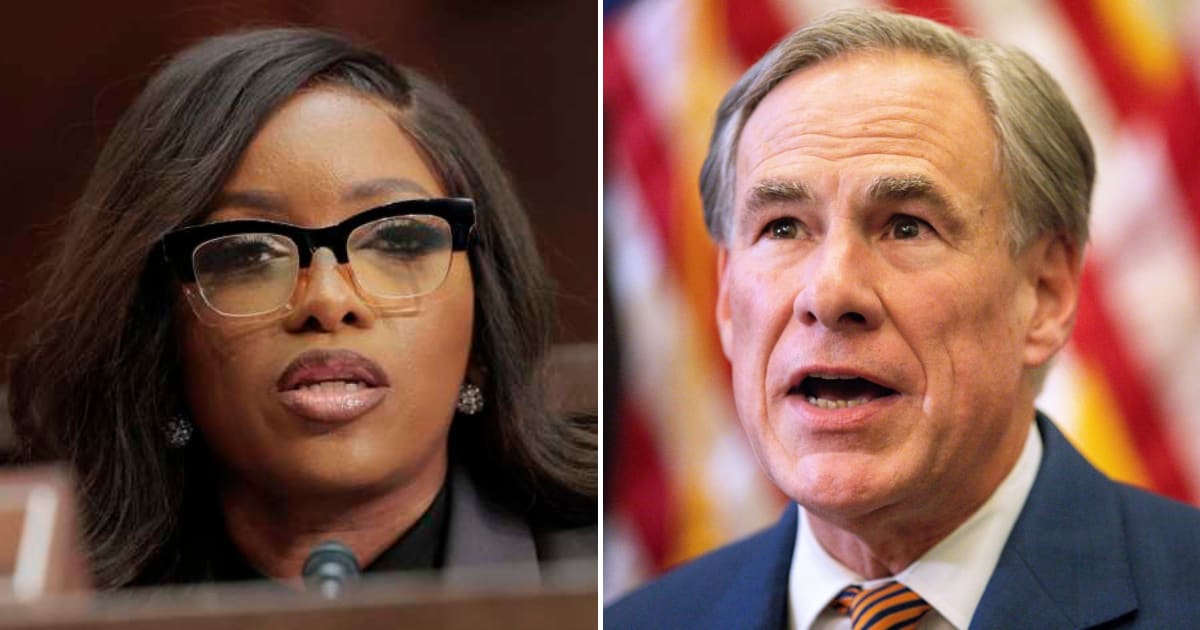 A social media post claims Jasmine Crockett's sister got booked for threatening to kill Texas Governor Greg Abbott (Getty Images)