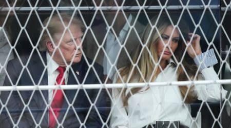Video shows Melania abruptly exits as Natalie Harp approaches Trump at Freedom 250 Grand Prix